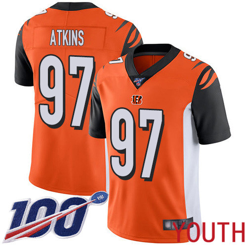 Cincinnati Bengals Limited Orange Youth Geno Atkins Alternate Jersey NFL Footballl 97 100th Season Vapor Untouchable